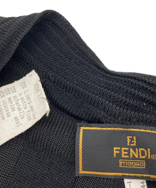 FENDI（フェンディ）FENDI (フェンディ) ブロックチェックニットカーディガン ブラック サイズ:44の古着・服飾アイテム