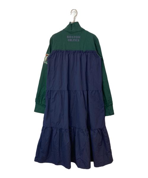 LOWRYS FARM（ローリーズファーム）LOWRYS FARM (ローリーズファーム) NBA (エヌビーエー) ワンピース グリーン×ネイビー サイズ:Fの古着・服飾アイテム