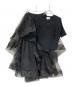ANDREA&Co.（アンドレアアンドコー）の古着「ビスチェニットトップス+ボリュームフリルチュールスカート」｜ブラック