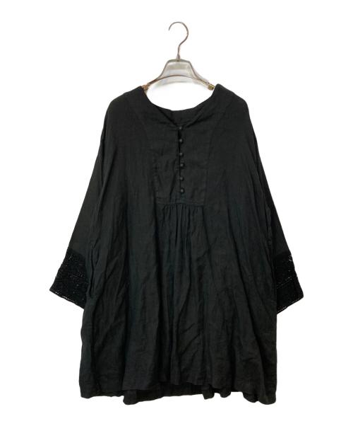 nest Robe（ネストローブ）nest Robe (ネストローブ) リネンクロシェ風レースチュニック ブラック サイズ:Fの古着・服飾アイテム