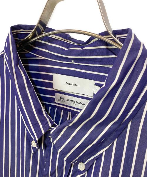 Graphpaper（グラフペーパー）Graphpaper (グラフペーパー) THOMAS MASON (トーマスメイソン) ストライプBDシャツ ブルー サイズ:3の古着・服飾アイテム