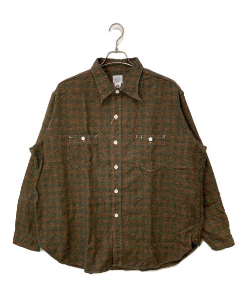 POST O'ALLS（ポストオーバーオールズ）POST O'ALLS (ポストオーバーオールズ) St.Louis - Cotton Flannel Plaid orange block オレンジ サイズ:XLの古着・服飾アイテム