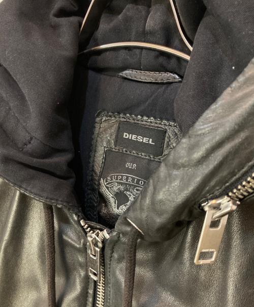 DIESEL（ディーゼル）DIESEL (ディーゼル) ラムレザーレザージャケット ブラック サイズ:Lの古着・服飾アイテム