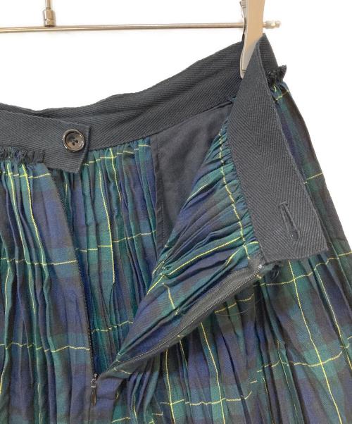 tricot COMME des GARCONS（トリココムデギャルソン）tricot COMME des GARCONS (トリココムデギャルソン) チェック花柄切替プリーツスカート グリーン サイズ:Sの古着・服飾アイテム