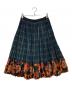 tricot COMME des GARCONS（トリココムデギャルソン）の古着「チェック花柄切替プリーツスカート」｜グリーン