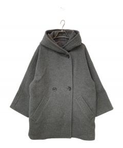 AP STUDIO フード付きグレーコート 美品☆AP STUDIO ライトモッサオーバーフーディーコート グレー 36