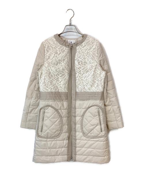 LANVIN en Bleu（ランバンオンブルー）LANVIN en Bleu (ランバンオンブルー) レースデザインキルティングコート ベージュ サイズ:38の古着・服飾アイテム