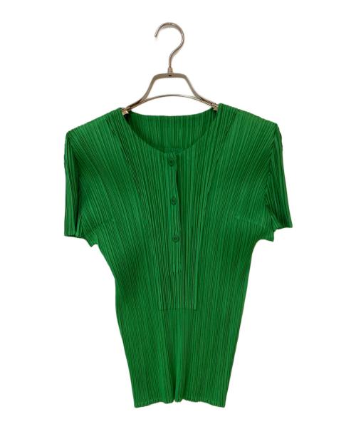 PLEATS PLEASE（プリーツプリーズ）PLEATS PLEASE (プリーツプリーズ) プリーツブラウス グリーン サイズ:3の古着・服飾アイテム
