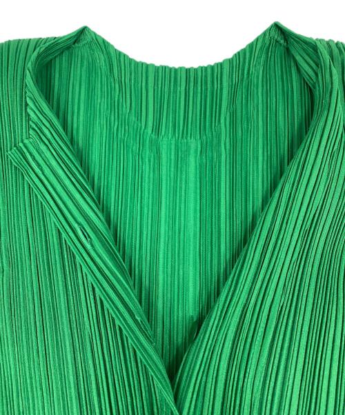 PLEATS PLEASE（プリーツプリーズ）PLEATS PLEASE (プリーツプリーズ) プリーツブラウス グリーン サイズ:3の古着・服飾アイテム