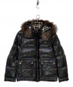 BURBERRY BLACK LABELバーバリーブラックレーベル）の古着「ファー付ダウンジャケット」｜ブラック