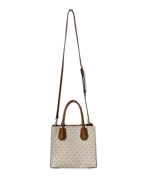 MICHAEL KORS（マイケル・コース）MICHAEL KORS (マイケル・コース) MERCER MD MESSENGER(マーサーミディアムメッセンジャー)/ショルダーバッグ ホワイト×ブラウン サイズ:-の古着・服飾アイテム