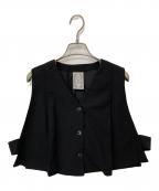Tnewtiesトゥエンティーズ）の古着「《誰が一番早く家につくか勝負しよう》プリーツデザインクロップドベスト」｜ブラック