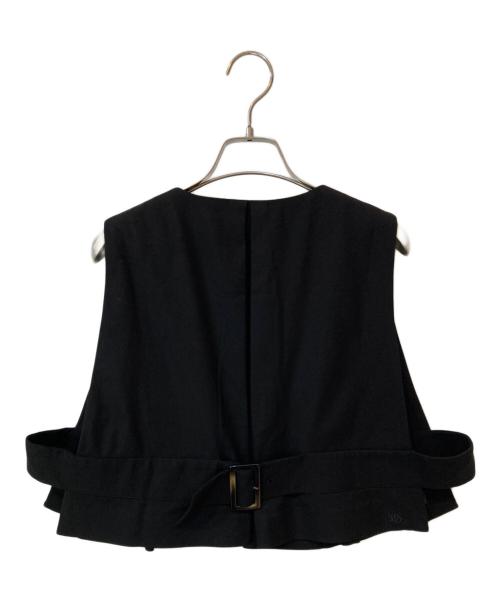Tnewties（トゥエンティーズ）TNEWTIES (トゥエンティーズ) 《誰が一番早く家につくか勝負しよう》プリーツデザインクロップドベスト ブラック サイズ:Lの古着・服飾アイテム