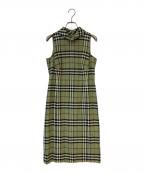 BURBERRY LONDONバーバリーロンドン）の古着「ノヴァチェック シルクリネンノースリーブワンピース」｜ベージュ