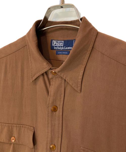 POLO RALPH LAUREN（ポロ・ラルフローレン）POLO RALPH LAUREN (ポロ・ラルフローレン) レーヨンシャツ ブラウン サイズ:Lの古着・服飾アイテム