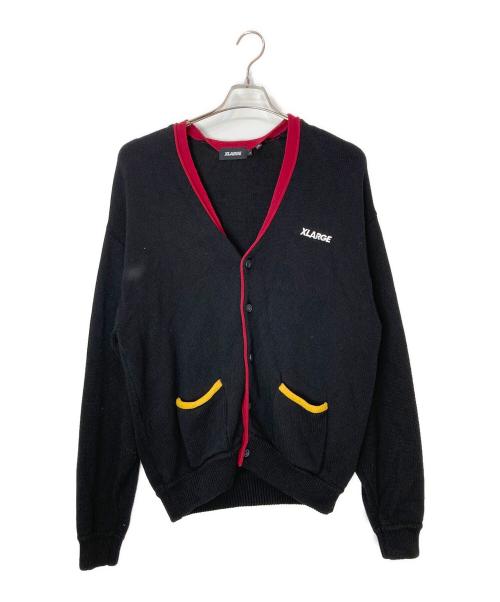 X-LARGE（エクストララージ）X-LARGE (エクストララージ) SWITCH COLOR KNIT CARDIGAN ブラック サイズ:Lの古着・服飾アイテム