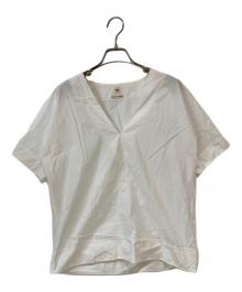 HERMES（エルメス）の古着「Hロゴ刺繍 Vネックブラウス」｜ホワイト