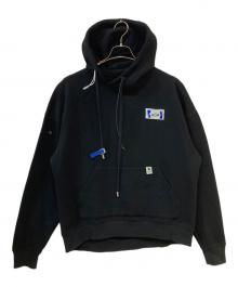 ADER error（アーダーエラー）の古着「Rivet Label Hoodie/リベットラベルパーカー」｜ブラック