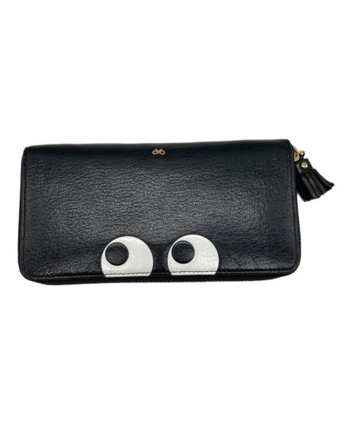 ANYA HINDMARCH（アニヤ・ハインドマーチ）ANYA HINDMARCH (アニヤ・ハインドマーチ) Zip Round Wallet Eyes ブラック サイズ:なしの古着・服飾アイテム