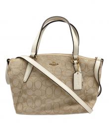 COACH（コーチ）の古着「アウトライン シグネチャー ミニ ケルシー サッチェル バッグ」｜ベージュ