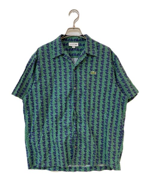 LACOSTE（ラコステ）LACOSTE (ラコステ) オールオーバーモノグラムプリントオープンカラーシャツ グリーン サイズ:Sの古着・服飾アイテム