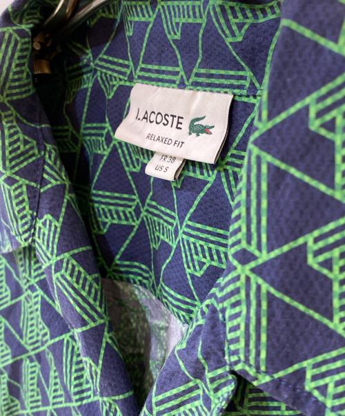 LACOSTE（ラコステ）LACOSTE (ラコステ) オールオーバーモノグラムプリントオープンカラーシャツ グリーン サイズ:Sの古着・服飾アイテム