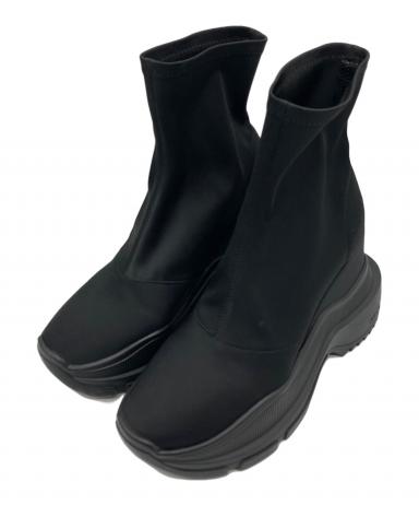 YELLO ショートブーツ ブラックダブルスニーカー 中古・古着通販】YELLO (イエロー) DOUBLE SNEAKER SHORT BOOTS/ダブル