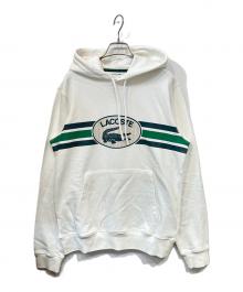 LACOSTE（ラコステ）の古着「モノグラムレイヤードオーバルロゴスウェットフーディー」｜ホワイト
