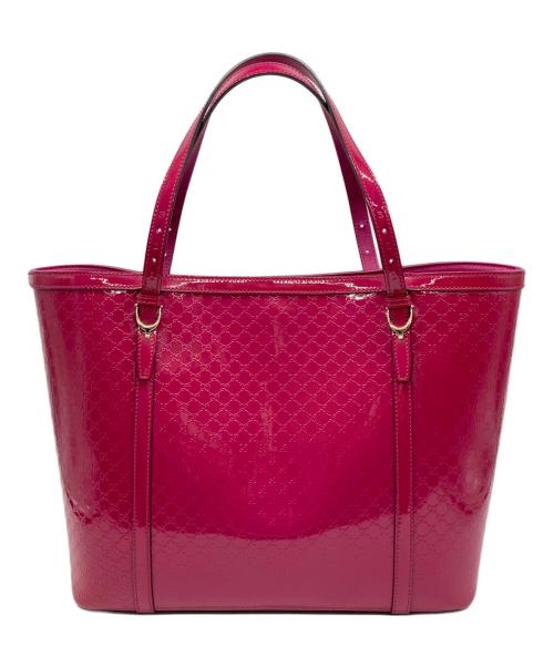 GUCCI（グッチ）GUCCI (グッチ) マイクログッチシマ パテントレザー トートバッグ ピンク サイズ:なしの古着・服飾アイテム