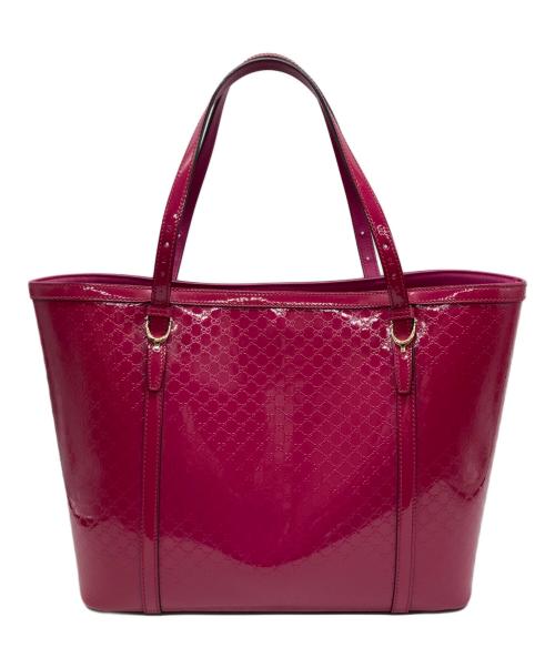 GUCCI（グッチ）GUCCI (グッチ) マイクログッチシマ パテントレザー トートバッグ ピンク サイズ:なしの古着・服飾アイテム
