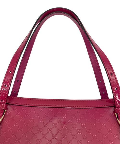 GUCCI（グッチ）GUCCI (グッチ) マイクログッチシマ パテントレザー トートバッグ ピンク サイズ:なしの古着・服飾アイテム