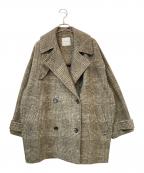 Spick and Spanスピック＆スパン）の古着「Wスライバーチェックハーフコート」｜ブラウン