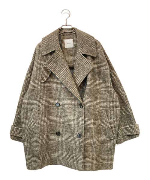 Spick and Span（スピック＆スパン）Spick and Span (スピックアンドスパン) Wスライバーチェックハーフコート ブラウン サイズ:36の古着・服飾アイテム
