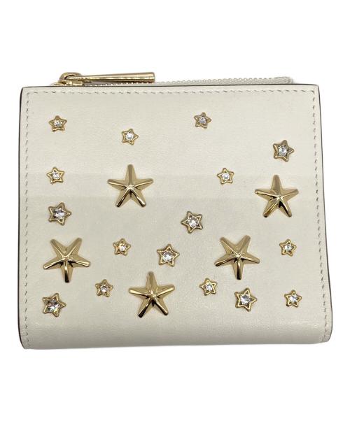 JIMMY CHOO（ジミーチュウ）JIMMY CHOO (ジミーチュウ) HANNI クリスタルスタースタッズ付き 2つ折り財布 ホワイト サイズ:なしの古着・服飾アイテム