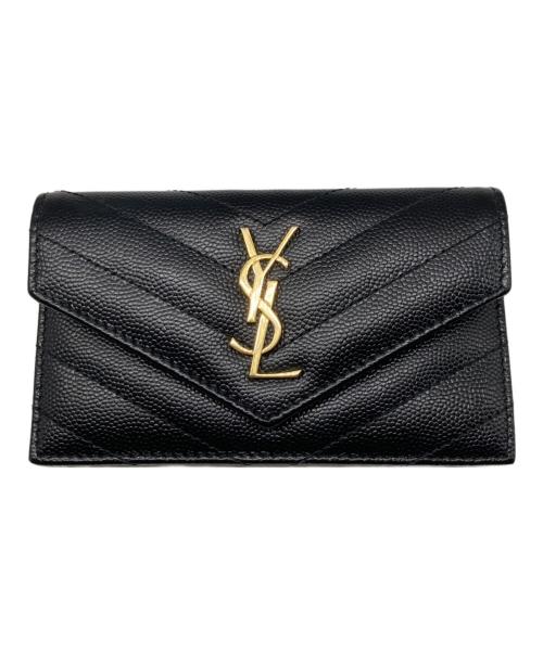 Yves Saint Laurent（イヴサンローラン）Yves Saint Laurent (イヴサンローラン) カサンドラ フラグメント フラップ カードケース ブラック サイズ:なしの古着・服飾アイテム