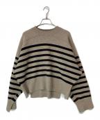 rag&boneラグアンドボーン）の古着「Bridget Stripe Wool Crew ニット」｜ベージュ×ブラック