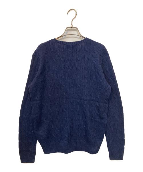 POLO RALPH LAUREN（ポロ・ラルフローレン）POLO RALPH LAUREN (ポロ・ラルフローレン) シルクVネックケーブルニット ネイビー サイズ:S 未使用品の古着・服飾アイテム