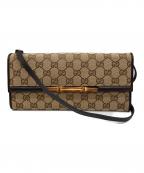 GUCCIグッチ）の古着「GGキャンバス バンブー ショルダーバッグ」｜ベージュ