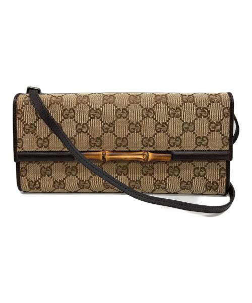 GUCCI（グッチ）GUCCI (グッチ) GGキャンバス バンブー ショルダーバッグ ベージュ サイズ:なしの古着・服飾アイテム