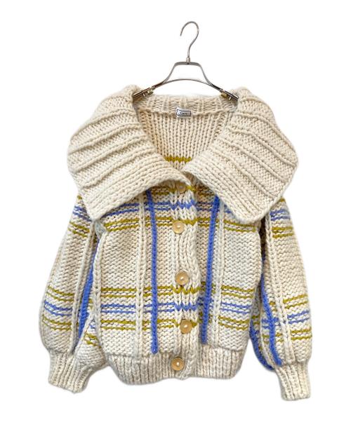 Cara BY KATRIN TOKYO（カーラバイカトリントーキョー）Cara by Katrin TOKYO (カーラバイカトリントーキョー) handmade check knit cardigan アイボリー サイズ:CARAの古着・服飾アイテム