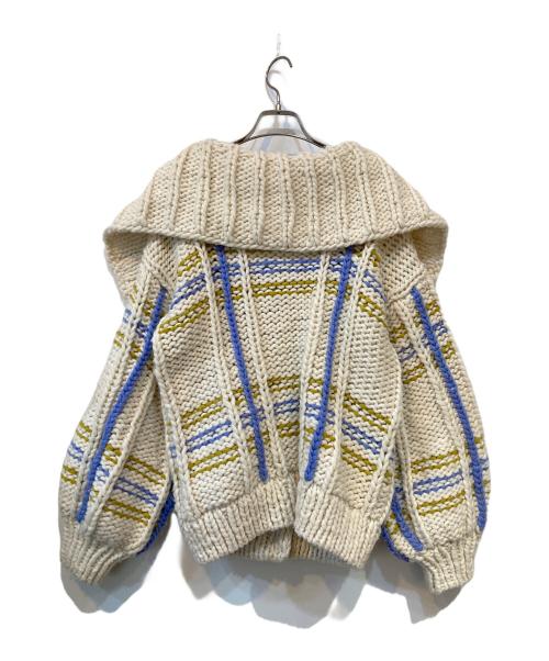 Cara BY KATRIN TOKYO（カーラバイカトリントーキョー）Cara by Katrin TOKYO (カーラバイカトリントーキョー) handmade check knit cardigan アイボリー サイズ:CARAの古着・服飾アイテム