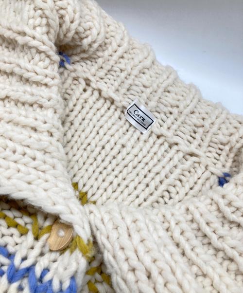 Cara BY KATRIN TOKYO（カーラバイカトリントーキョー）Cara by Katrin TOKYO (カーラバイカトリントーキョー) handmade check knit cardigan アイボリー サイズ:CARAの古着・服飾アイテム