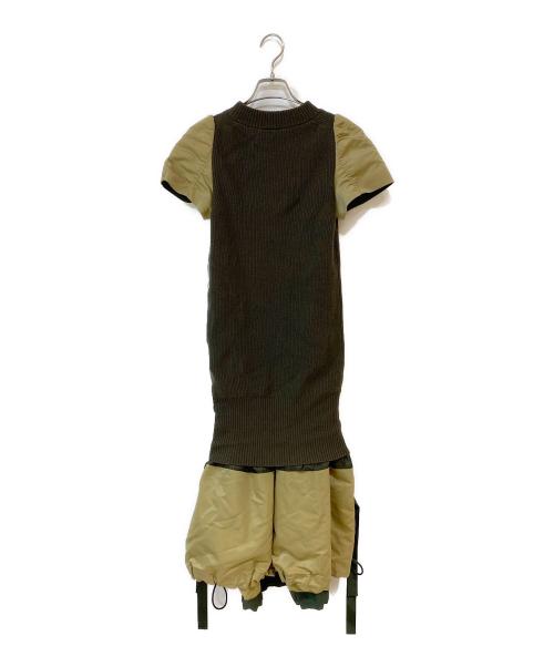 sacai（サカイ）sacai (サカイ) MA-1 ドッキングニットワンピース ブラウン×カーキ サイズ:1の古着・服飾アイテム