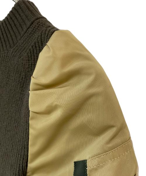 sacai（サカイ）sacai (サカイ) MA-1 ドッキングニットワンピース ブラウン×カーキ サイズ:1の古着・服飾アイテム