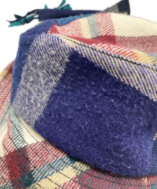 MARINE SERRE（マリーンセル）MARINE SERRE (マリーンセル) チェックバケットスカーフハット ネイビー×ベージュ サイズ:Mの古着・服飾アイテム