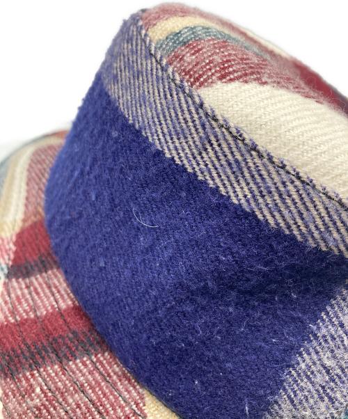 MARINE SERRE（マリーンセル）MARINE SERRE (マリーンセル) チェックバケットスカーフハット ネイビー×ベージュ サイズ:Mの古着・服飾アイテム