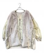 etsintaエシンタ）の古着「ファー切替ジャケット」｜ベージュ