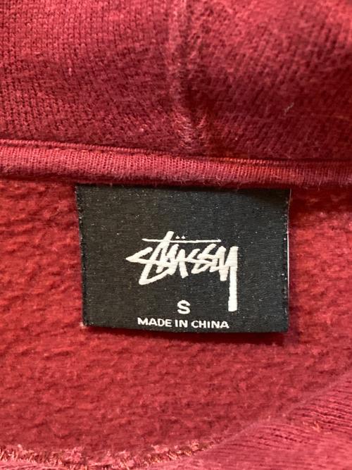 stussy（ステューシー）stussy (ステューシー) Floral embroidered logo hoodie/ 花柄刺繍ロゴパーカー レッド サイズ:Sの古着・服飾アイテム