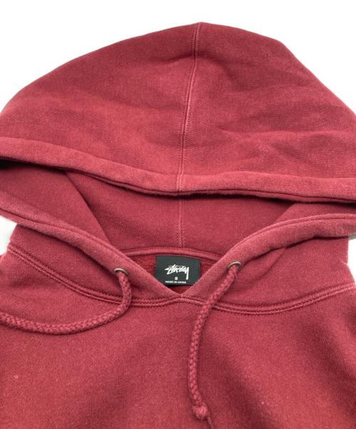 stussy（ステューシー）stussy (ステューシー) Floral embroidered logo hoodie/ 花柄刺繍ロゴパーカー レッド サイズ:Sの古着・服飾アイテム