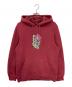 stussy（ステューシー）の古着「Floral embroidered logo hoodie/ 花柄刺繍ロゴパーカー」｜レッド